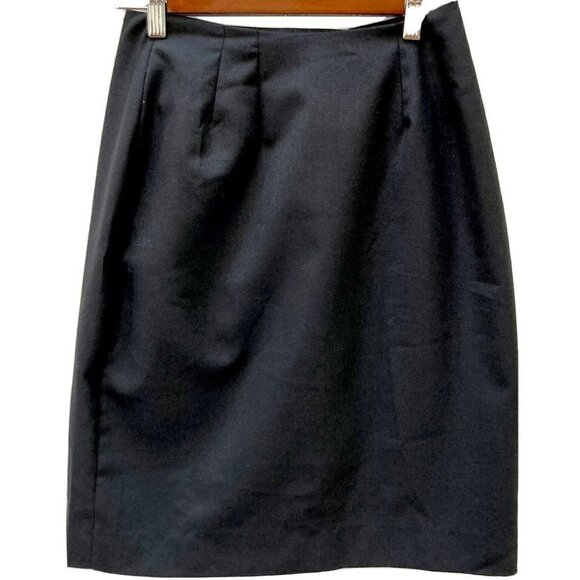 David Benjamin Wool Blend Off Center Button Close Lined Straight Black Skirt-4 - Picture 4 of 11